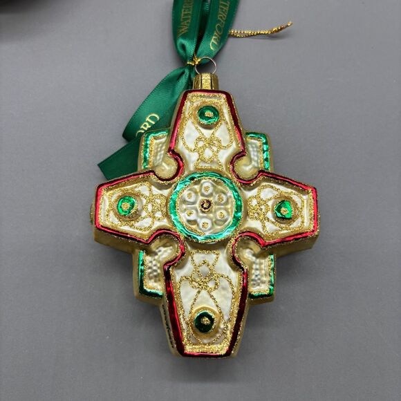 Waterford Holiday Heirlooms Ornament Set Celtic Cross Colleen Egg Poinsettia Top - Picture 12 of 12